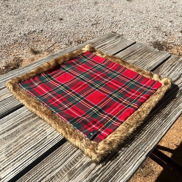 Newport Plaid Flannel Fur Trim Pillow Covers Set of 2 | 19x19 Red Cabin Holiday - Picture 16 of 16